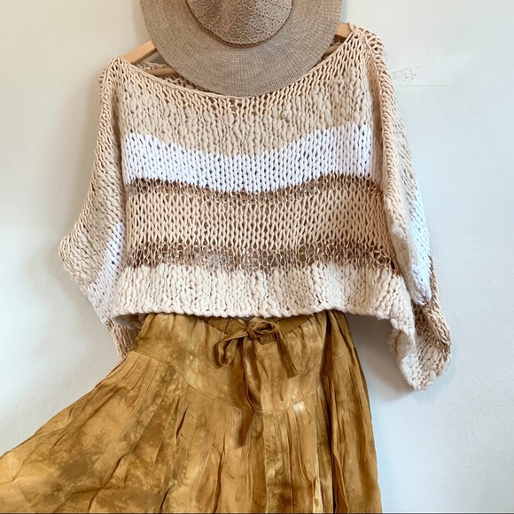 Free People Cropped Knit Sparkle Oversized Sweater - Picture 12 of 14